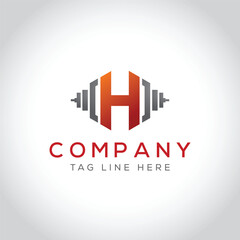 Letter H Logo With Barbell. Fitness Gym logo. Lifting Vector Logo Design For Gym and Fitness. Alphabet Letter Logo Template