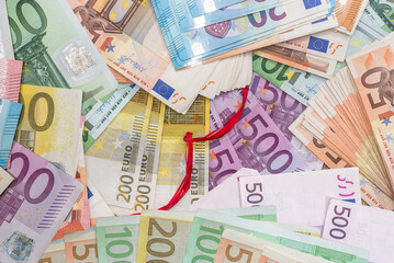 Different Euro banknotes as background, closeup. Money exchange. European money.