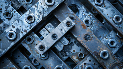 Metal parts are welded together industrial background