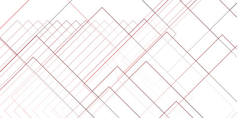Abstract white and red background design with layers of Geometric squares with digital connection of lines.vector futuristic digital landscape with lines.Futuristic geometric shape realistic lines - obrazy, fototapety, plakaty
