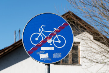 End of route for pedal cycles only, traffic sign close up