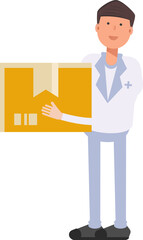 Physician Character Holding Box
