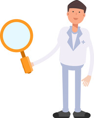 Physician Character Holding Magnifier
