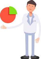 Physician Character Holding Pie Chart
