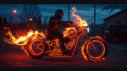 Motorcycle flaming horse
