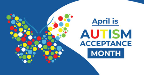 Autism Acceptance Month campaign banner. Neurodiversity Awareness. Vector poster.
