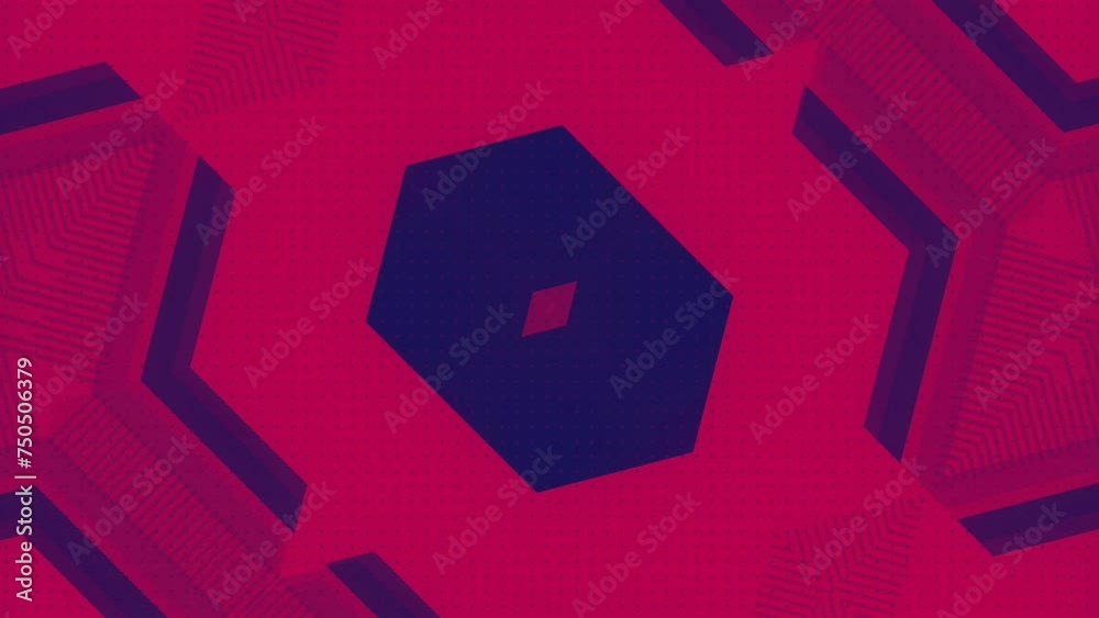 Fototapete 3d rendering loop animation with with grid pattern on red background 4K