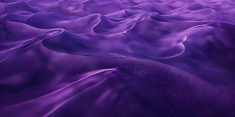 Schilderijen op glas Otherworldly abstract purple desert sand in unexpected colors with wavy dunes © HellSong