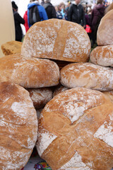 Krakow, Poland - April 11, 2023: Freshly baked traditional bread at a street stall