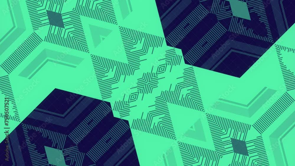 Fototapete 3d rendering loop animation with a geometric pattern of a series shapes 4K