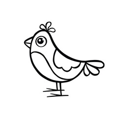 Line bird small funny oriole, vector illustration hand drawn