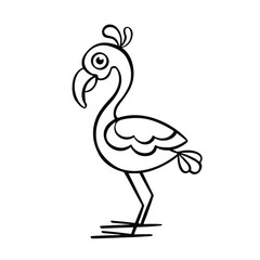 outline flamingo bird, vector illustration handmade