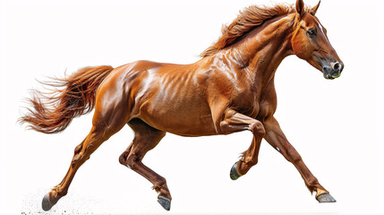 Naklejka premium Red horse run gallop isolated on white background 