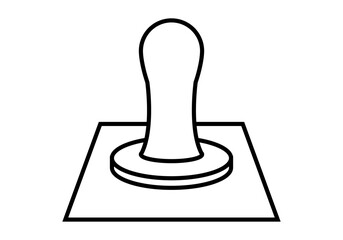 Icono negro de sello sobre un documento. 