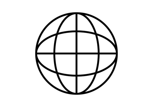 Icono negro de planeta y redes sociales. 