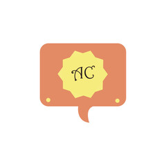 AC, Text, sale speech bubble