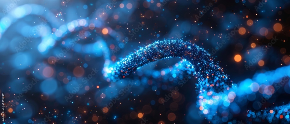 Poster Dark and blue abstract digital background. Big data digital code, Data Communication and Transfer of DNA Biology. Futuristic information technology concept.