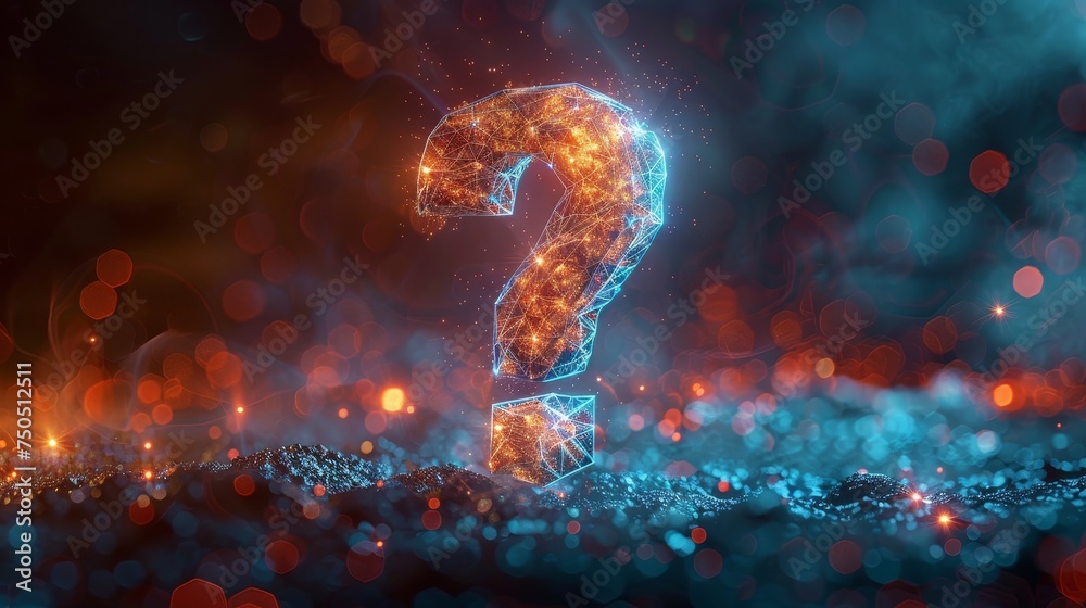Poster the subject of this illustration is an abstract question mark with a low poly style design on an abs