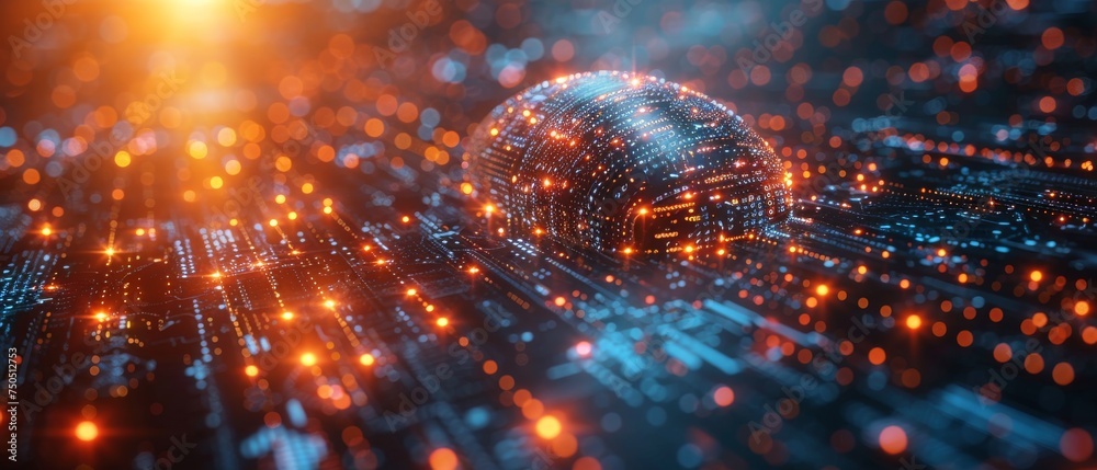 Poster Ai, or artificial intelligence, uses analytics, automation, and an autonomous brain. Big data management, computer connection information intelligence technology, ChatGPT, Automated GPT, etc.
