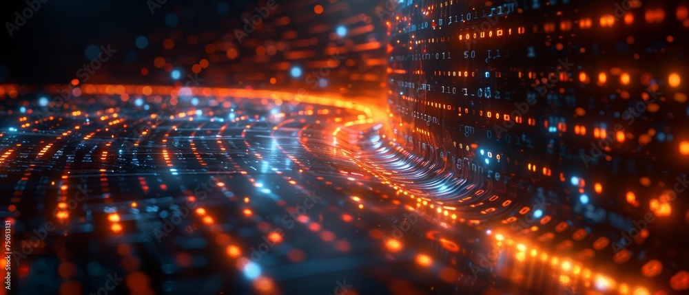 Poster An overview of the digital transformation concept. System engineering. Binary codes. Programming.