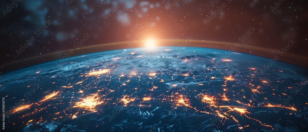 Poster The world's first global network and telecommunication on earth, cryptocurrency and blockchain, and IoT. 