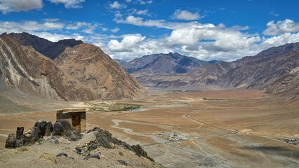 Zanskar valley and a small rural toilet on the rocks