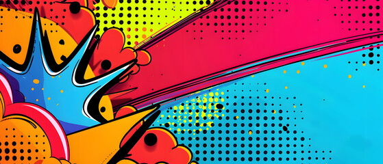 comic abstract pop art background with thunder illustration. - obrazy, fototapety, plakaty