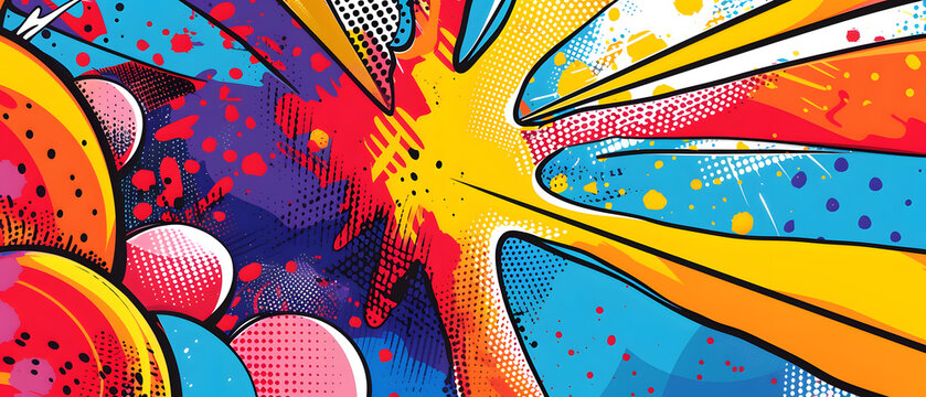 comic abstract pop art background with thunder illustration.