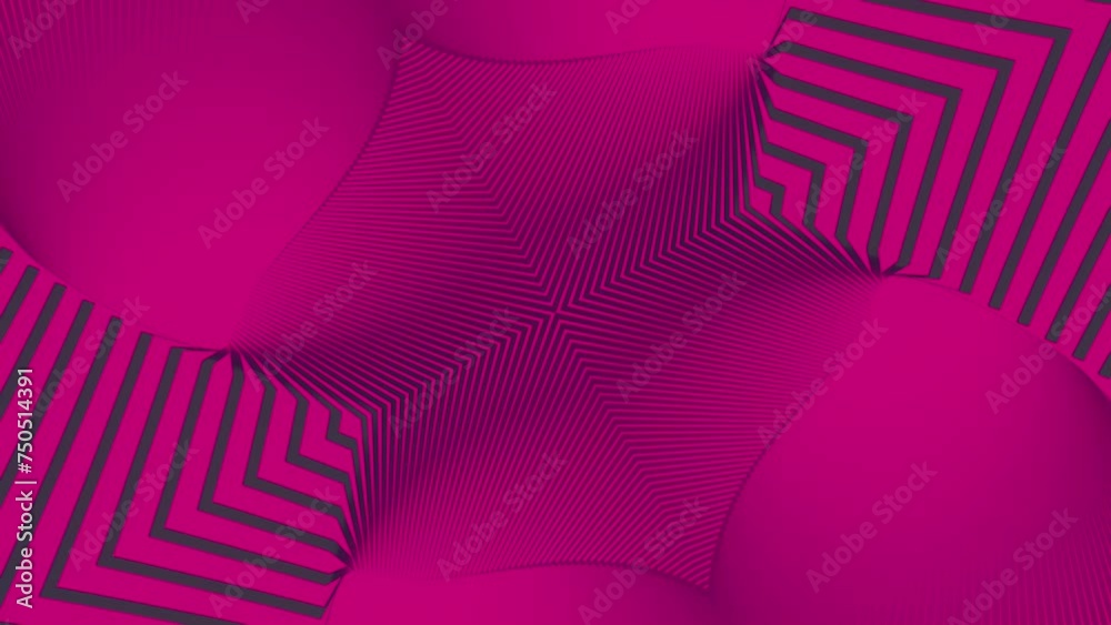 Poster Pink abstract geometric background with stripe pattern. 3d render loop animation