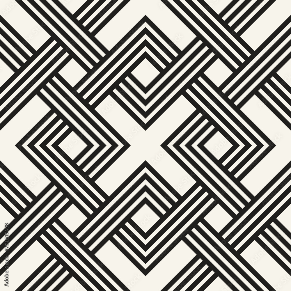 Wall mural vector seamless pattern. repeating geometric elements. stylish monochrome background design.
