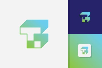 letter t block logo design vector template - obrazy, fototapety, plakaty
