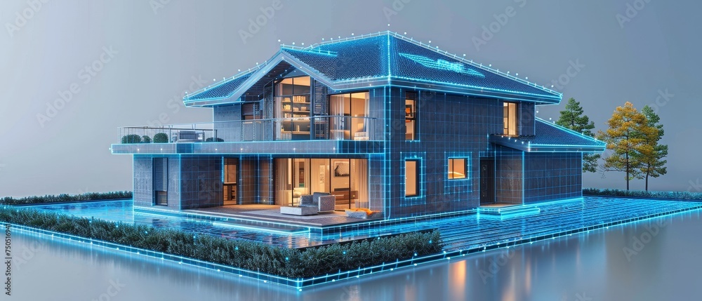 Aufkleber Home automation system concept using smartphone apps. Phone controls, safety of smart devices in the house. Checking and adjusting household appliances with an algorithm. IoT. Internet of things.