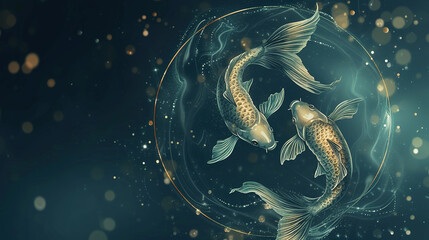 wallpaper of a Zodiac Pisces concept, with empty copy space  - obrazy, fototapety, plakaty