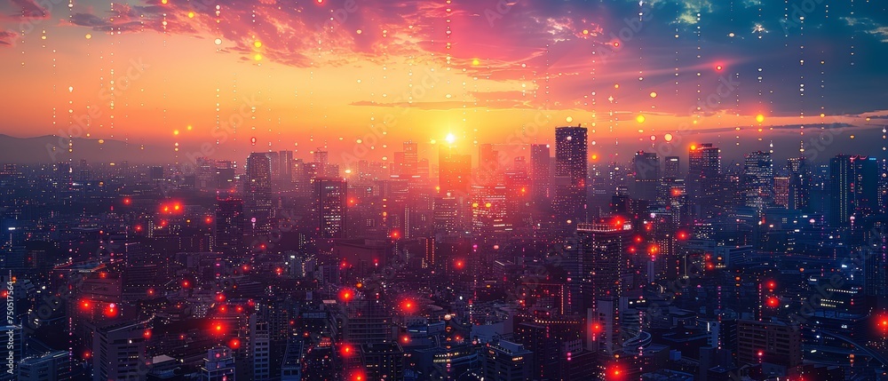 Leinwandbilder wireless network technology, iot (internet of things), ict (information communication technology), d