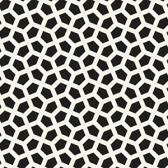 Vector seamless pattern. Repeating geometric elements. Stylish monochrome background design. - 750517741