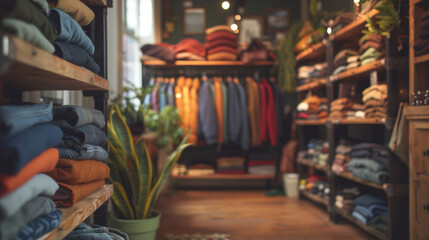 Warm and Inviting Boutique Clothing Store Interior.