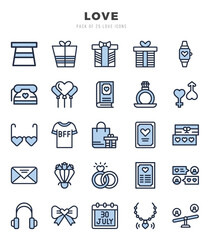 Love Two Color icons collection. 25 icon set. Vector illustration.