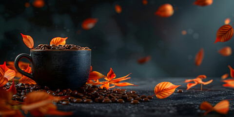 A vibrant and aromatic cup of freshly brewed coffee or tea, 
 - obrazy, fototapety, plakaty