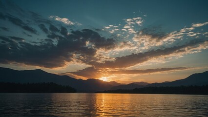  Sunset by the Serene Lake