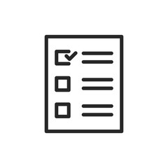 Ballot Paper Checklist Icon, Voting and Election Survey Form Outline Vector. Thin Line Symbol for Democracy and Political Decision Making Process.