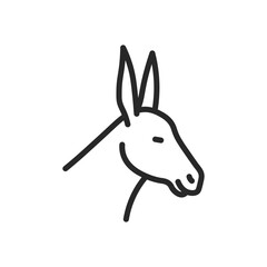Outline Donkey Icon, Democratic Party Political Symbol, Thin Line Vector Sign for Campaign and Election Representation