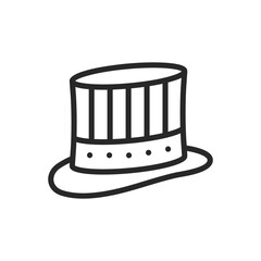 Uncle Sam Top Hat Icon. Thin Line Outline Vector Sign Ideal for Patriotic American Holidays, National Celebrations, and Political Events.