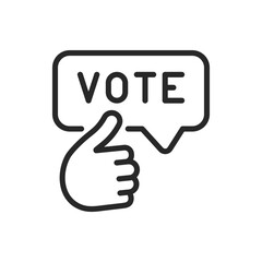 Thumbs Up Vote Icon. Encouraging Positive Civic Participation with Speech Bubble for Democracy and Elections.