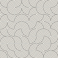 Vector seamless pattern. Repeating geometric elements. Stylish monochrome background design. - 750519303