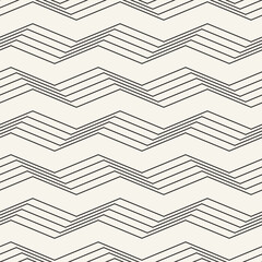 Vector seamless pattern. Repeating geometric elements. Stylish monochrome background design. - 750519960