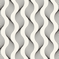 Vector seamless pattern. Repeating geometric elements. Stylish monochrome background design. - 750520183