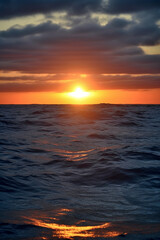 Fototapeta premium Beautiful sunrise in the ocean generative AI