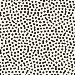Vector seamless pattern. Repeating geometric elements. Stylish monochrome background design. - 750520345