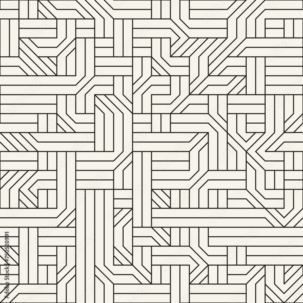 Wall mural vector seamless pattern. repeating geometric elements. stylish monochrome background design.