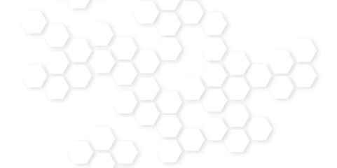 Abstract White Hexagonal Background.honeycomb white Background ,light and shadow ,Hexagonal honeycomb pattern background,Geometric seamless texture white abstract background with hexagons.